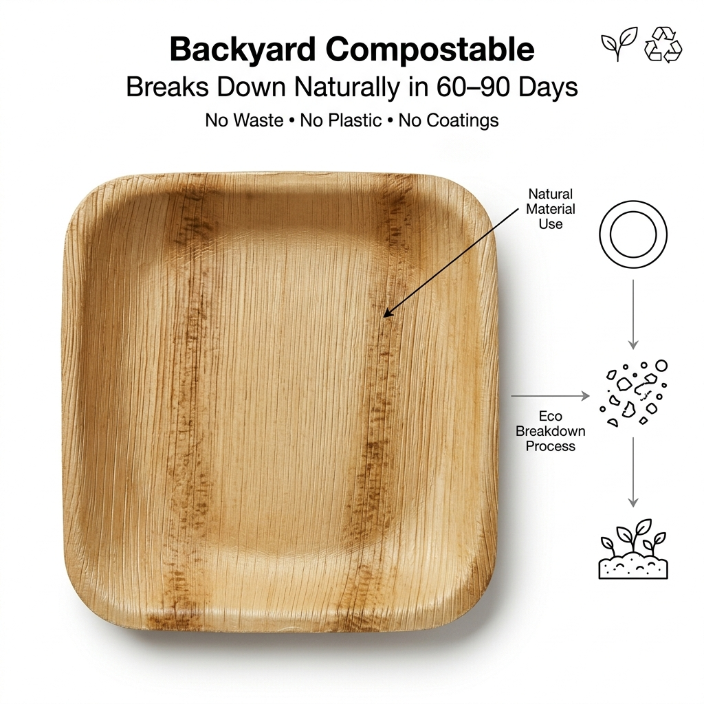 4-Inch Square Palm Leaf Plates | 50 Pack | Compostable & Eco-Friendly - EcoChef