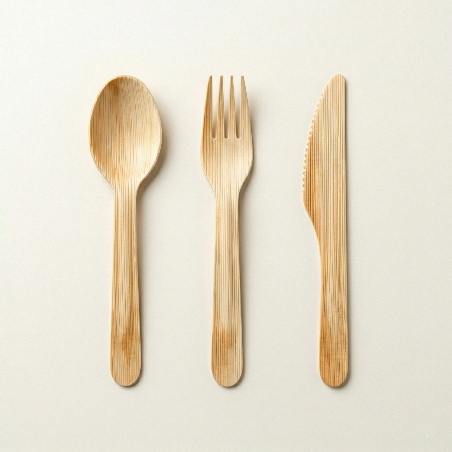 Compostable disposable cutlery set handcrafted from areca palm leaf — eco friendly biodegradable fork knife and spoon for weddings and catering