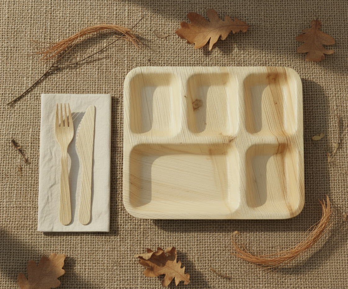 EcoChef 4 Prtion Arecha Palm leaf Plate