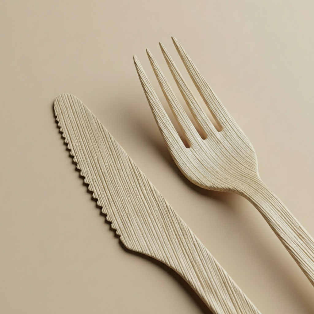 Palm Leaf Cutlery Set - Includes Forks, Knives, & Spoons