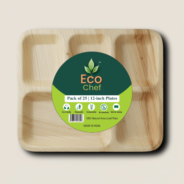 Eco Cehf Arecha Palm leaf 4 portion plate