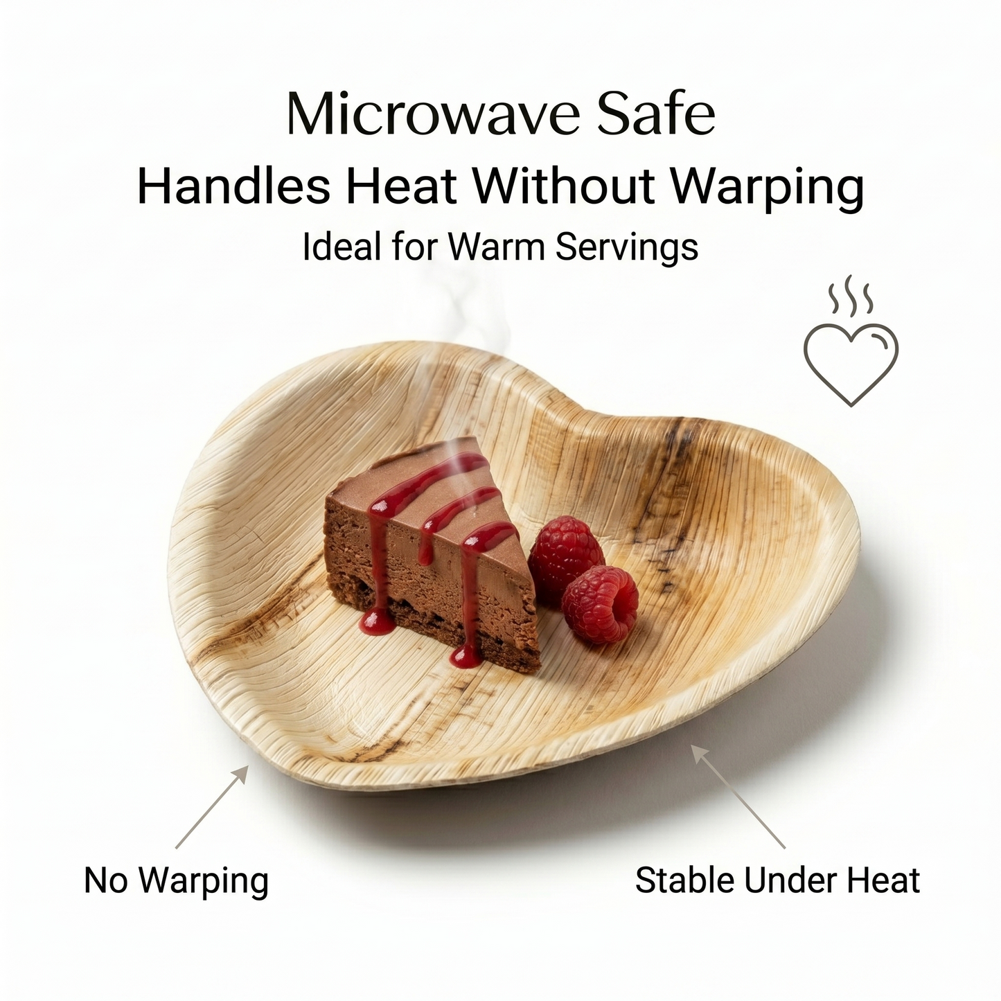 6.5" Heart Shaped Compostable Plates | Palm Leaf Dessert Plates (Pack of 50) – EcoChef