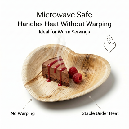 6.5" Heart Shaped Compostable Plates | Palm Leaf Dessert Plates (Pack of 50) – EcoChef