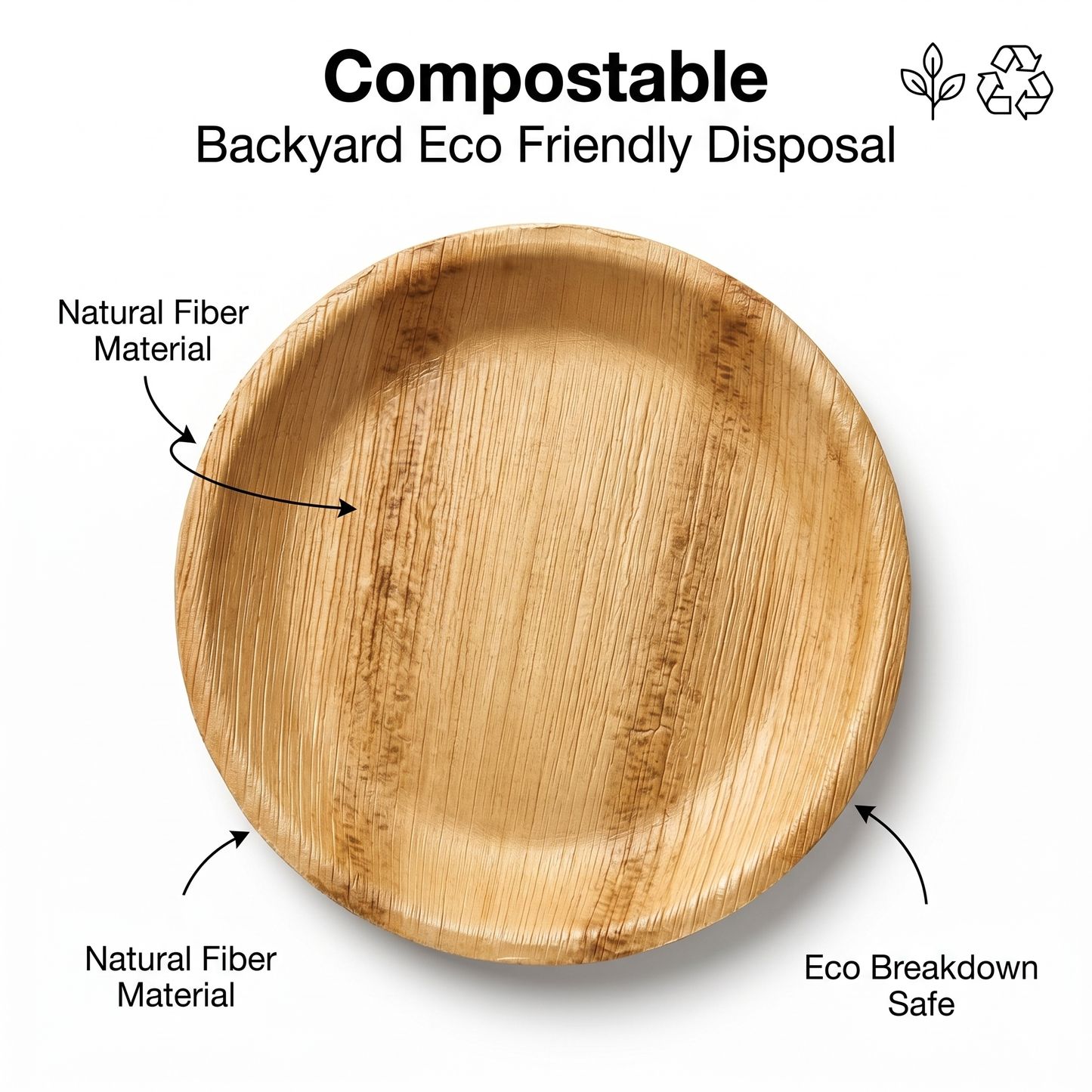 10" Round Compostable Dinner Plates | Palm Leaf Plates (Pack of 50) – EcoChef