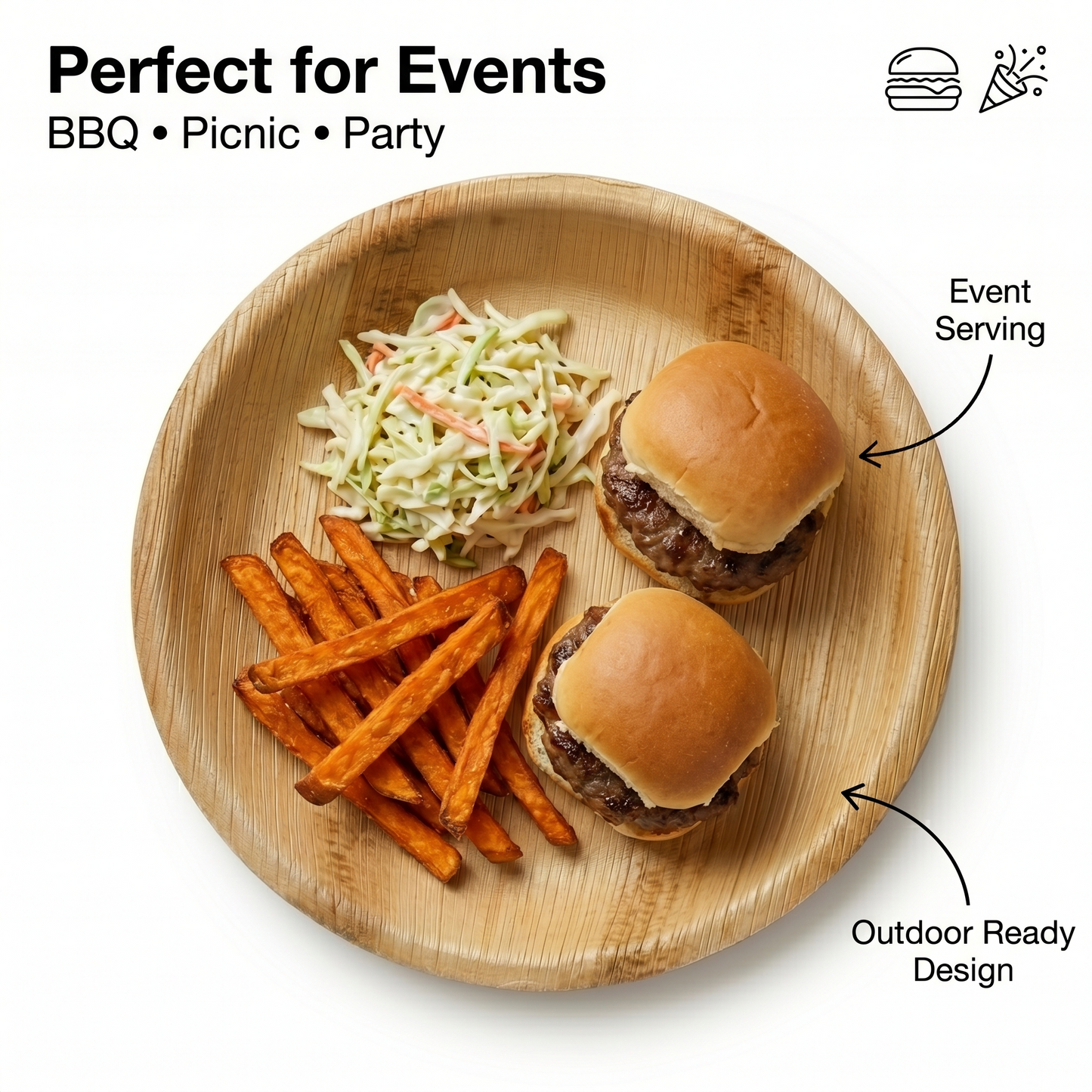 8" Round Compostable Lunch Plates | Palm Leaf Plates (Pack of 50) – EcoChef