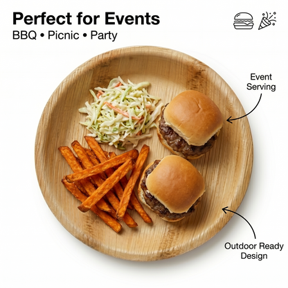 8" Round Compostable Lunch Plates | Palm Leaf Plates (Pack of 50) – EcoChef
