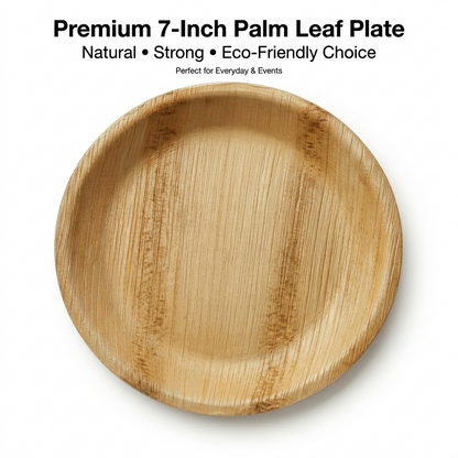 7-Inch Round Palm Leaf Plates | 50 Pack | Compostable Eco-Friendly - EcoChef