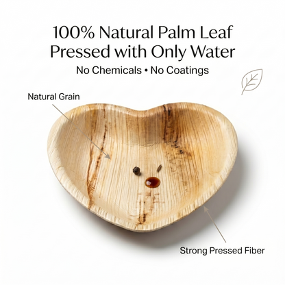 6.5" Heart Shaped Compostable Plates | Palm Leaf Dessert Plates (Pack of 50) – EcoChef