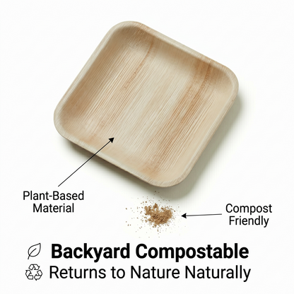 6" Square Compostable Dessert Plates | Palm Leaf Plates (Pack of 50) – EcoChef