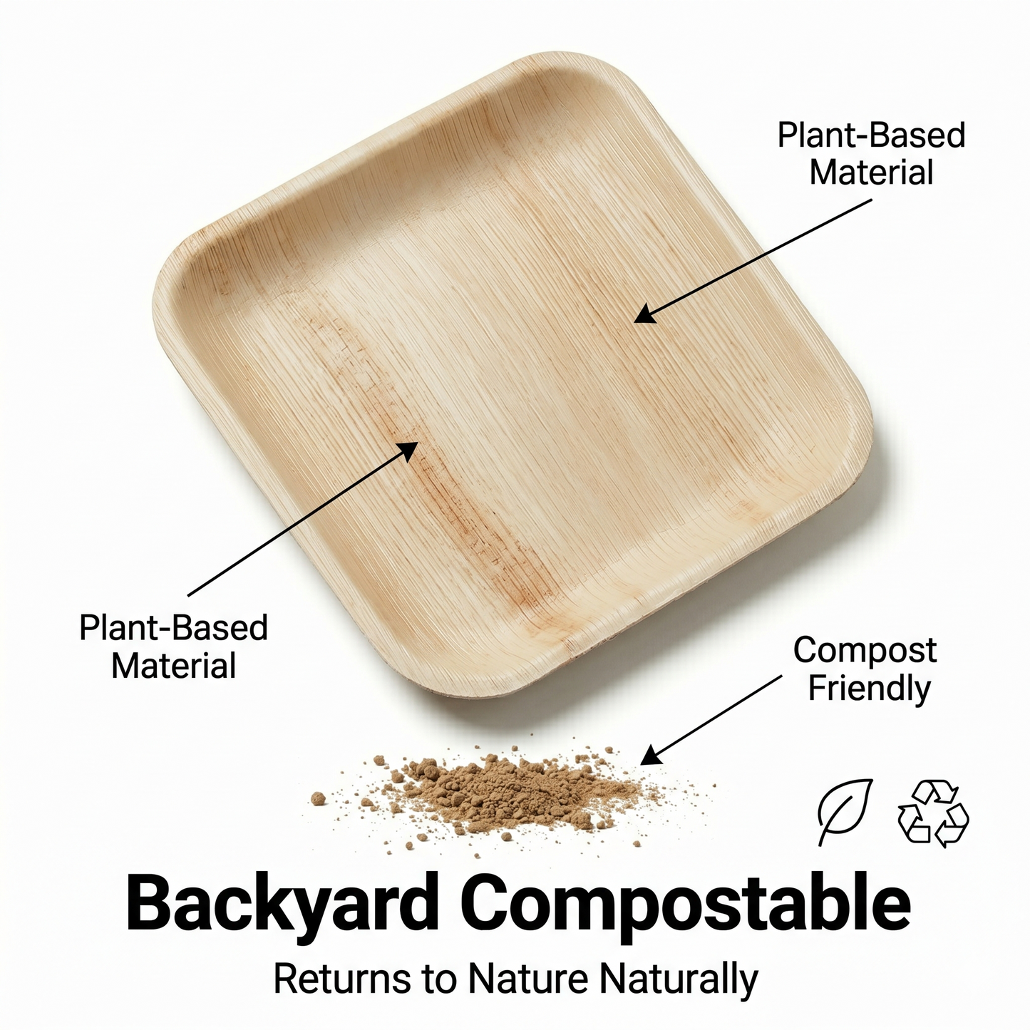 8" Square Compostable Lunch Plates | Palm Leaf Plates (Pack of 50) – EcoChef