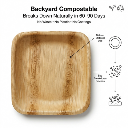 4-Inch Square Palm Leaf Plates | 50 Pack | Compostable & Eco-Friendly -  EcoChef