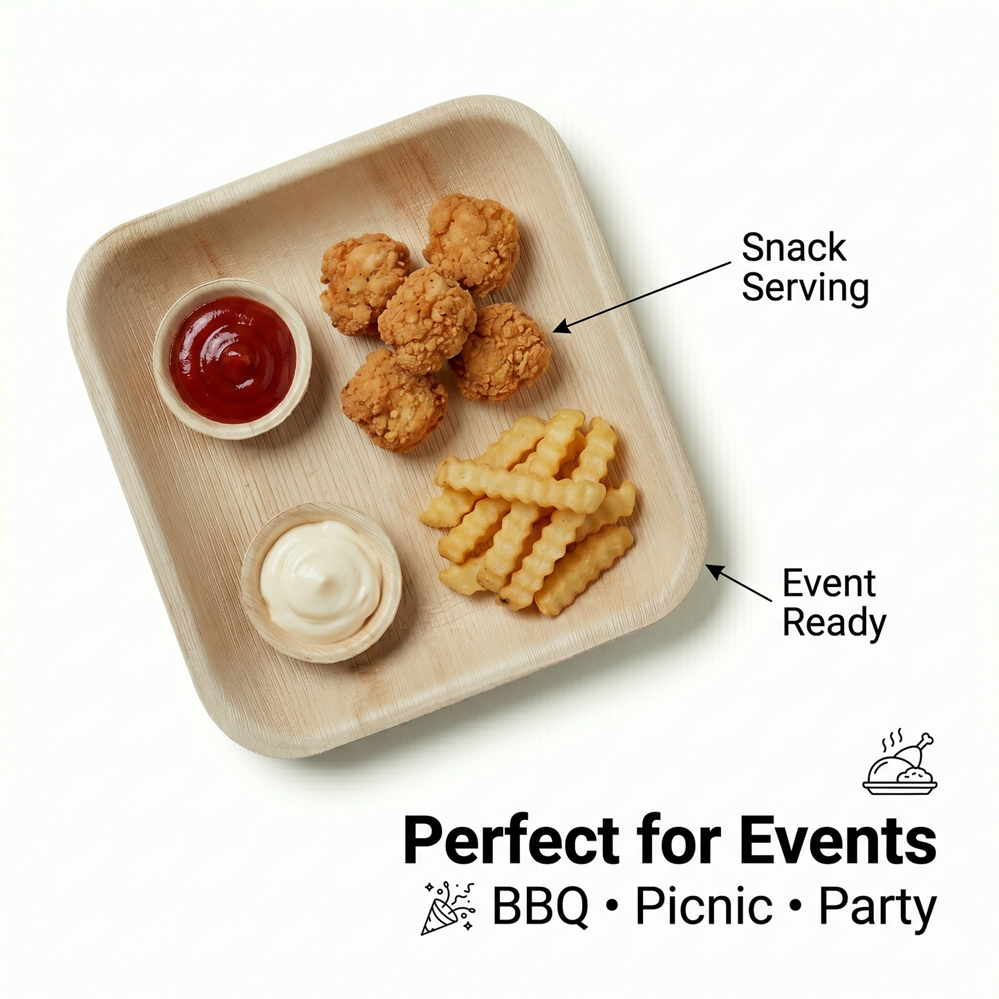 6" Square Compostable Dessert Plates | Palm Leaf Plates (Pack of 50) – EcoChef