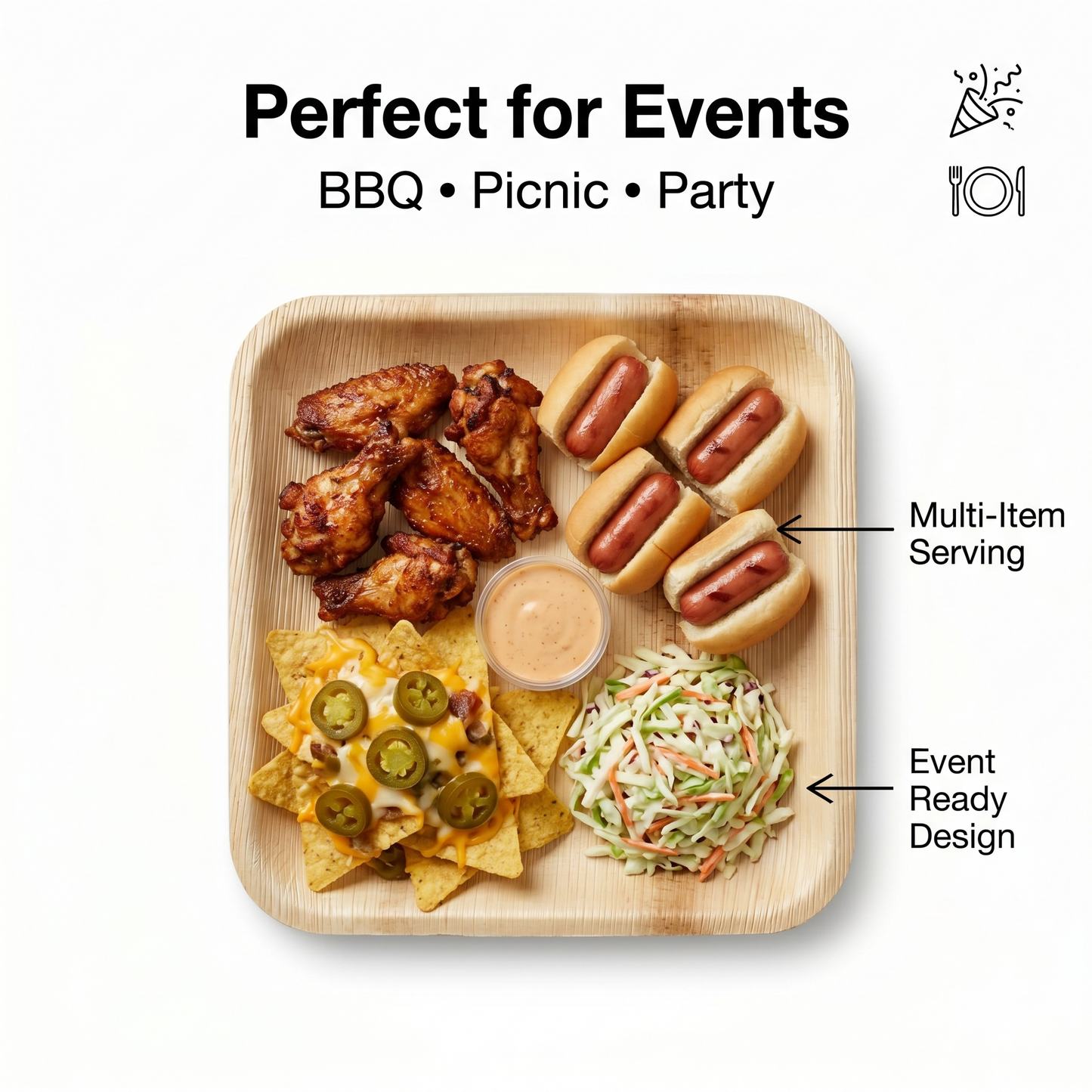 10-Inch Square Palm Leaf Plates | 50 Pack | Compostable Dinnerware for Events – EcoChef