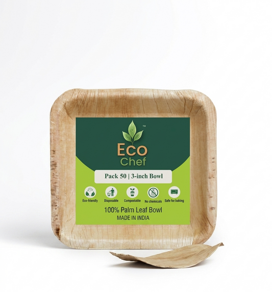 4-Inch Square Palm Leaf Plates | 50 Pack | Compostable & Eco-Friendly -  EcoChef