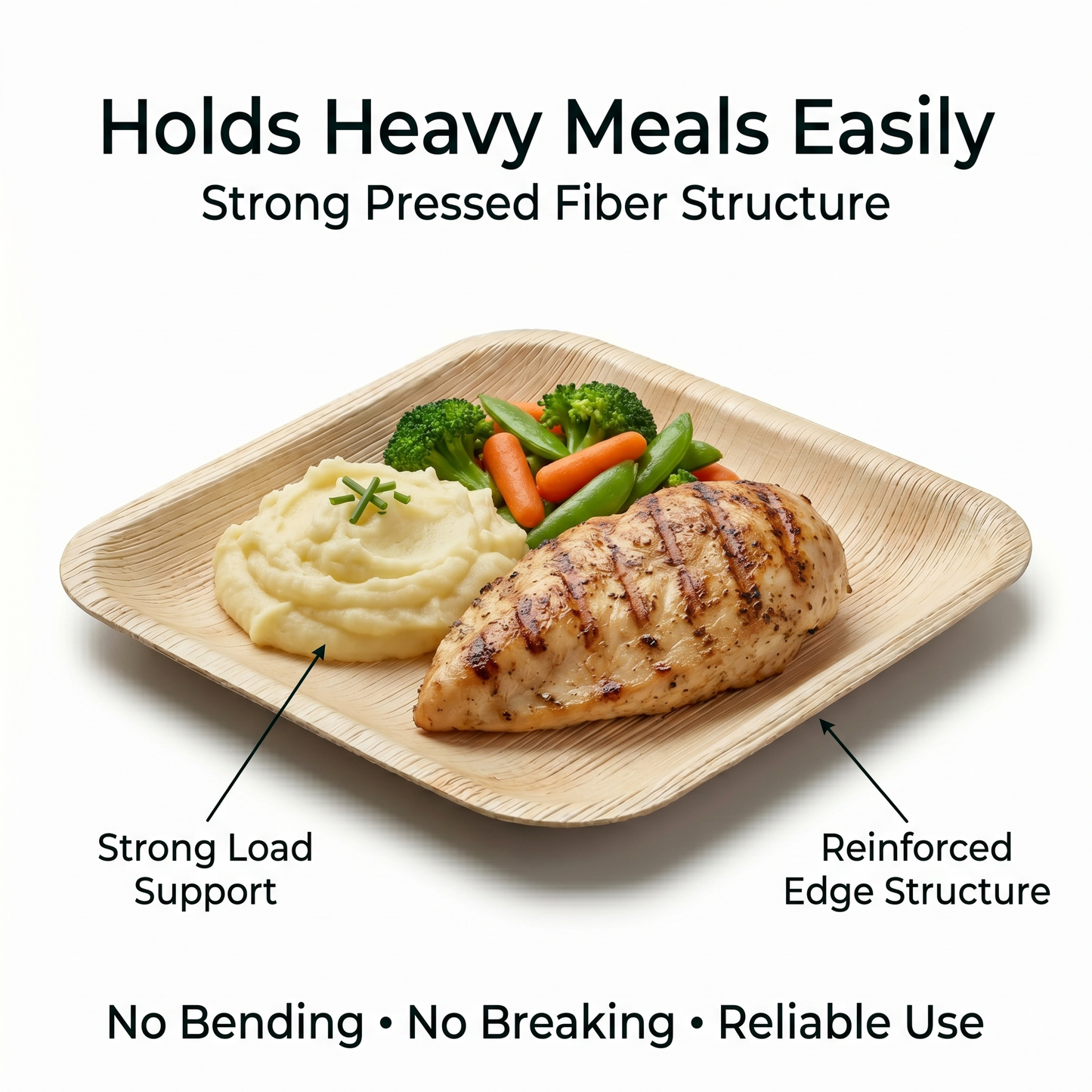 7" Compostable Appetizer Plates | Square Palm Leaf Plates (Pack of 50) – EcoChef