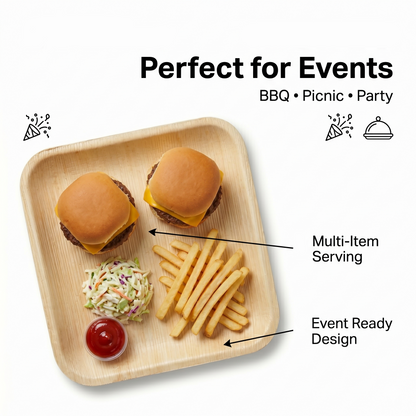8" Square Compostable Lunch Plates | Palm Leaf Plates (Pack of 50) – EcoChef