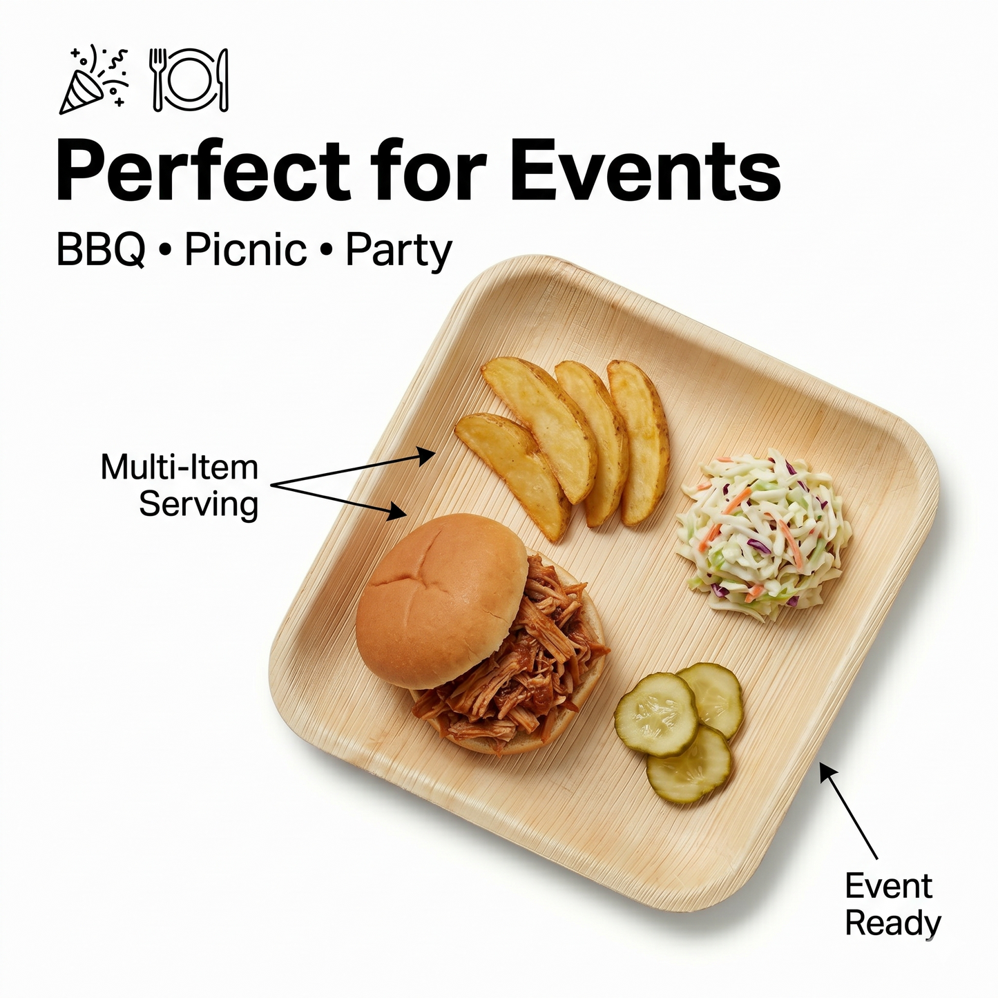8" Square Compostable Lunch Plates | Palm Leaf Plates (Pack of 50) – EcoChef