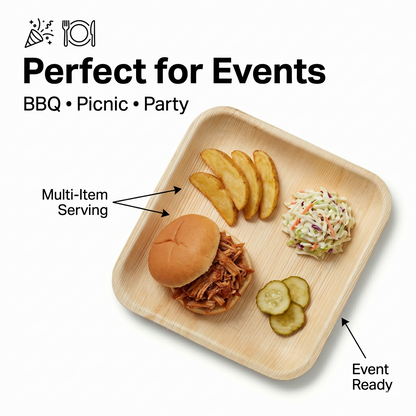 8" Square Compostable Lunch Plates | Palm Leaf Plates (Pack of 50) – EcoChef