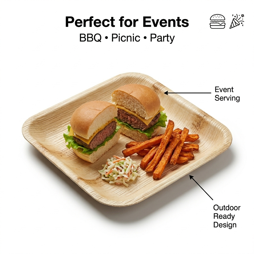4-Inch Square Palm Leaf Plates | 50 Pack | Compostable & Eco-Friendly -  EcoChef
