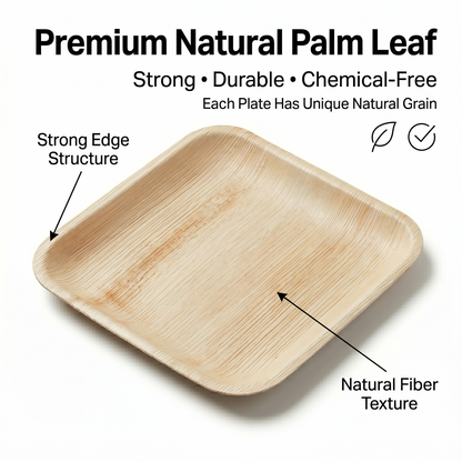 8" Square Compostable Lunch Plates | Palm Leaf Plates (Pack of 50) – EcoChef