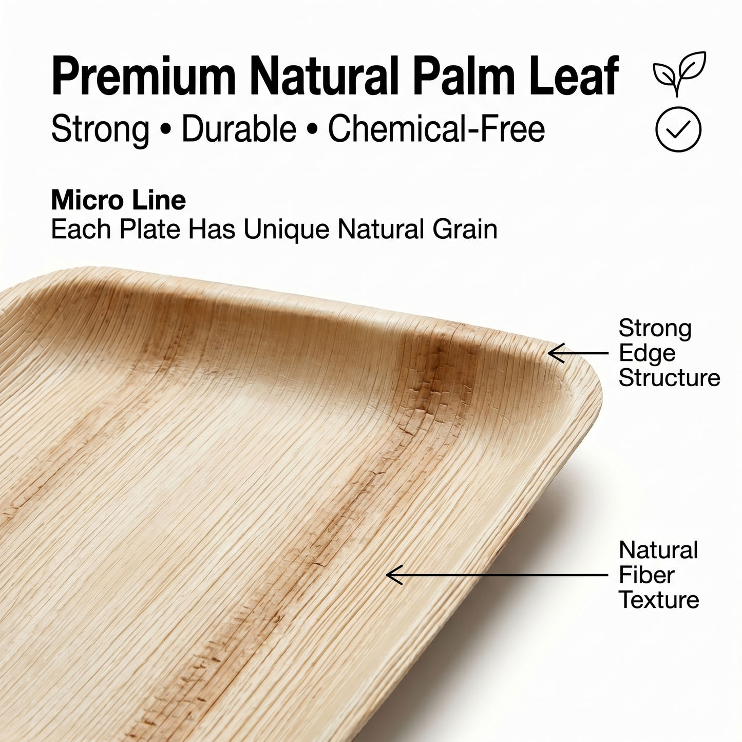 10-Inch Square Palm Leaf Plates | 50 Pack | Compostable Dinnerware for Events – EcoChef