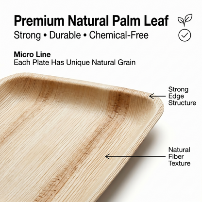 10-Inch Square Palm Leaf Plates | 50 Pack | Compostable Dinnerware for Events – EcoChef