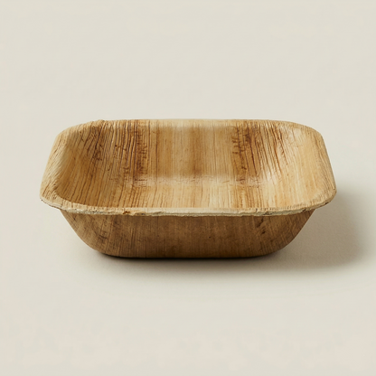 3 inch square bowl side angle view showing depth natural fiber compostable sustainable kitchenware
