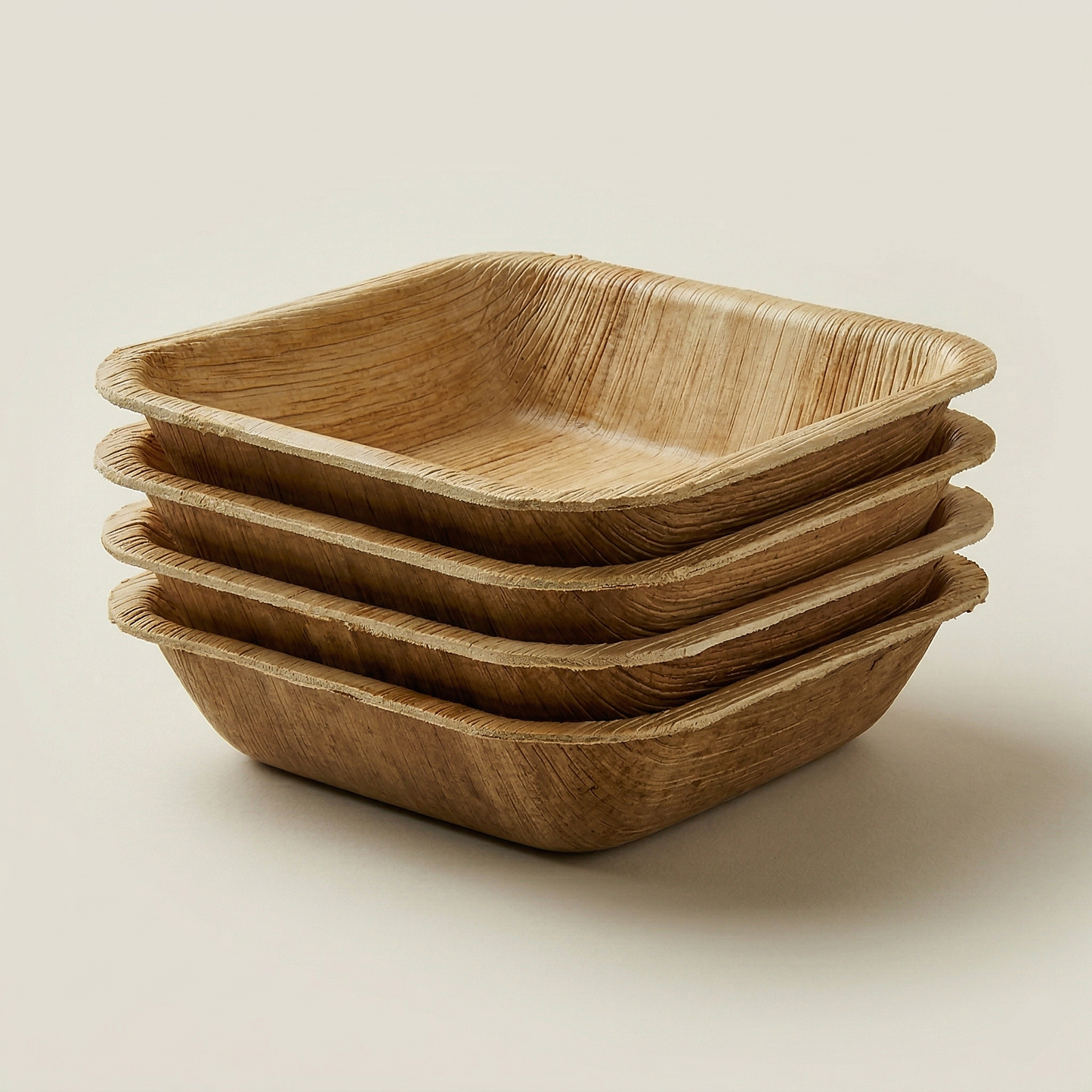 stack of four 3 inch square bowls natural fiber compostable sustainable kitchenware